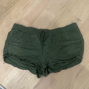 LOFT Olive Green Frayed Hem Athletic Shorts